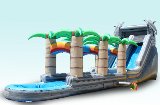 Tropical Waterslide Rental Chicago, Inflatable pool and slip and slide